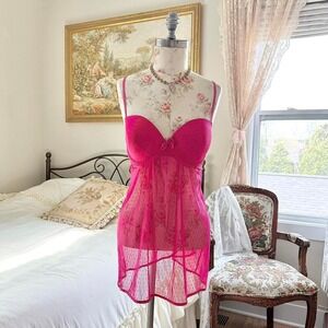 Y2K Linea Donatella pink babydoll slip dress size XL